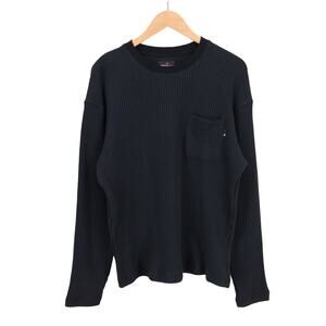 American Giant Men's Waffle Knit Long Sleeve Stretch Crewneck Black Size Large